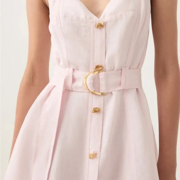 AJE Clay Belted Midi Dress in Pastel Pink, AU 6 / US 2 - Picture 2 of 13